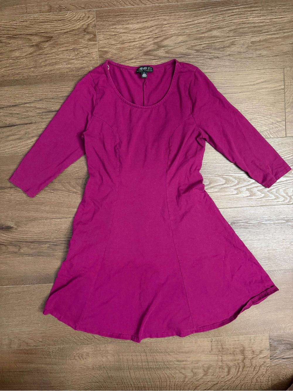 Forever 21 Magenta Scoop Neck Fit-and-Flare Dress